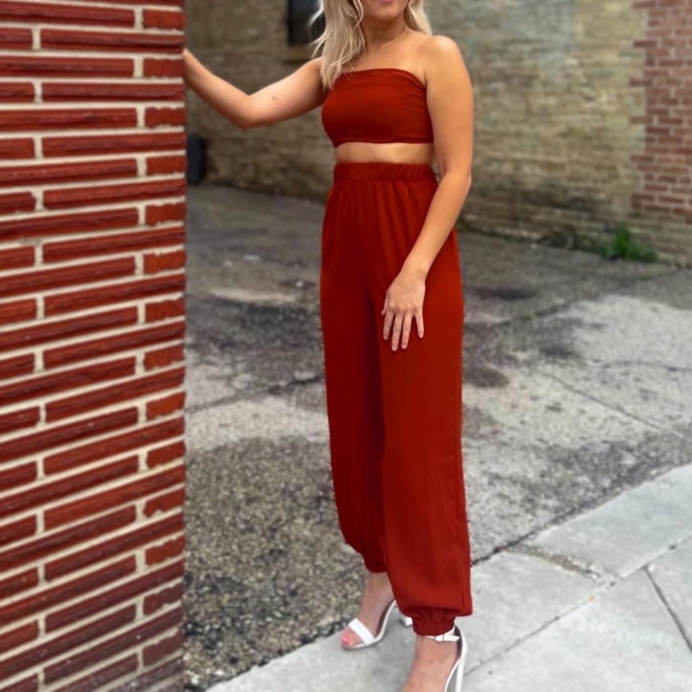 Burnt orange 2 pc  jumpsuit